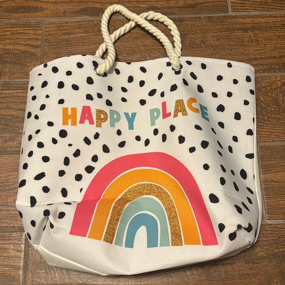 Large Spotted Rainbow Happy Place Tote